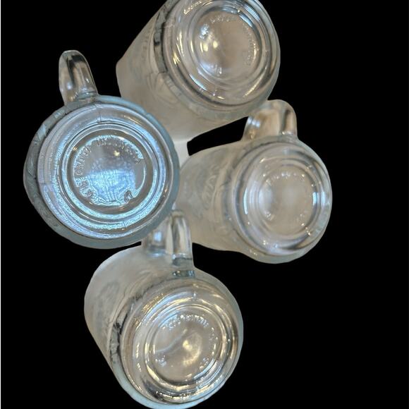 Vintage Floral Pressed‎ Glass Cups Mugs Set of 4 - Indonesia, Retro Collectible - Picture 4 of 4